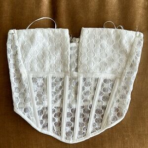 Cropped Corset Lace Guipure Off white Gardenia color Tiny Label s/m